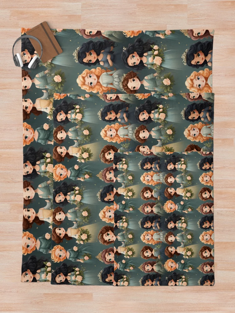 Thumbnail 5 of 6, Throw Blanket, Princesses Pattern 9 designed and sold by DigitalPatternx.