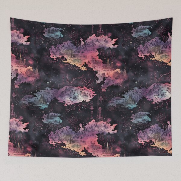Item preview, Gothic Fantasy World Watercolor Map Pattern on Parchment designed and sold by SchorlCraft.