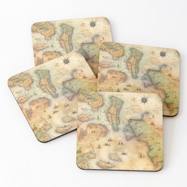 Item preview, Fantasy World Watercolor Map Pattern on Parchment designed and sold by SchorlCraft.