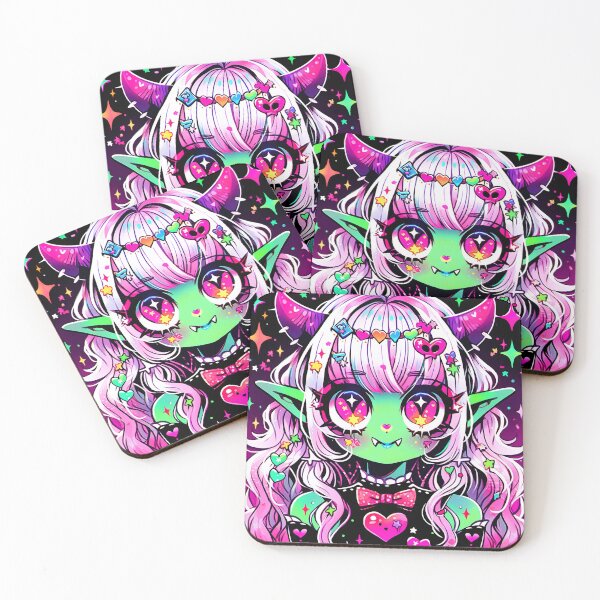 Item preview, Adorable Green Chibi Demon Anime Girl designed and sold by bubblegoth.