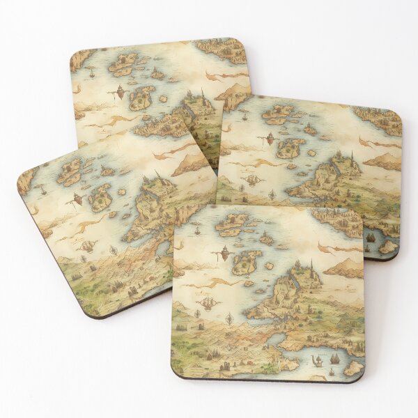 Item preview, Fantasy World Watercolor Map Pattern on Parchment designed and sold by SchorlCraft.