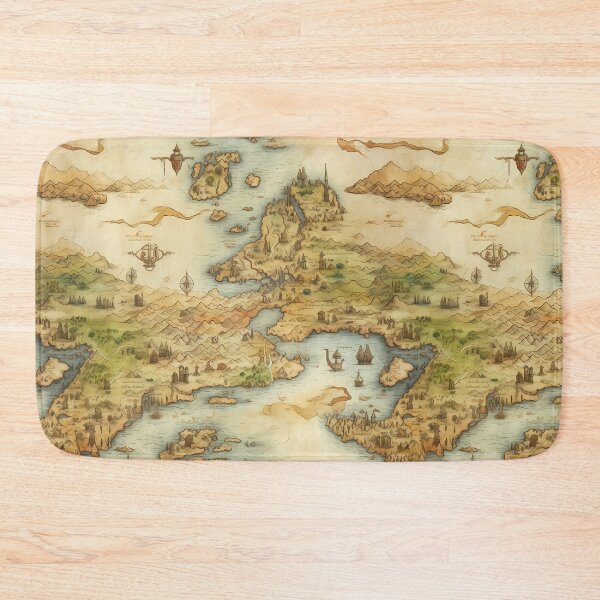 Item preview, Fantasy World Watercolor Map Pattern on Parchment designed and sold by SchorlCraft.
