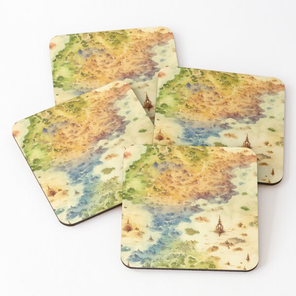 Item preview, Fantasy World Watercolor Map Pattern on Parchment designed and sold by SchorlCraft.