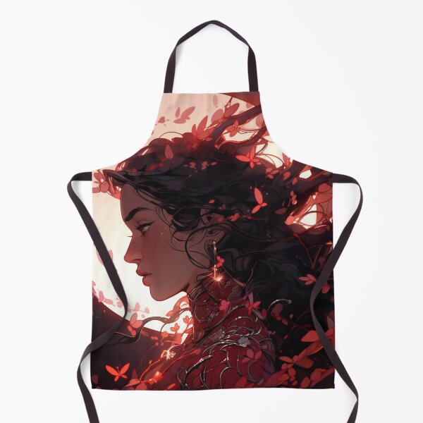 Item preview, Beautiful Red Floral Moonlit Anime Girl designed and sold by bubblegoth.