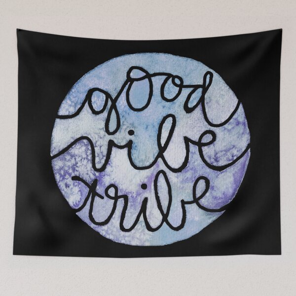 Item preview, Good Vibe Tribe watercolor lettering blue version designed and sold by lizzie-burgundy.