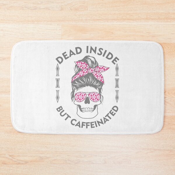 Item preview, Dead Inside But Caffeinated-Skeleton T-Shirt Design - Shirt Design - Sticker Redbubble designed and sold by bluehatgraphics.