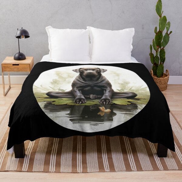 Item preview, Black Labrador Retriever Yoga Frog Pose on Lily Pads designed and sold by Vicki Noble Art.