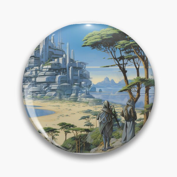 Item preview, Sc-Fi Fantasy Landscape: Beach City View, painting inspired by Moebius designed and sold by Vril Design.