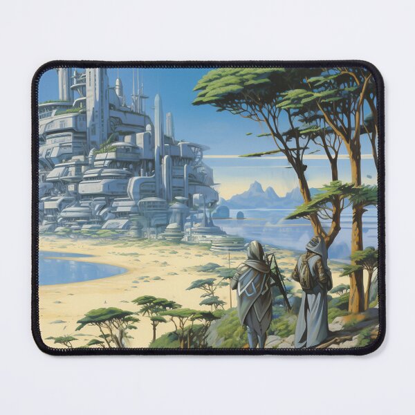 Item preview, Sc-Fi Fantasy Landscape: Beach City View, painting inspired by Moebius designed and sold by Vril Design.