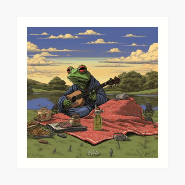 Howdy Partner Frog Art Print Frog Aesthetic Art Print Lilac Green