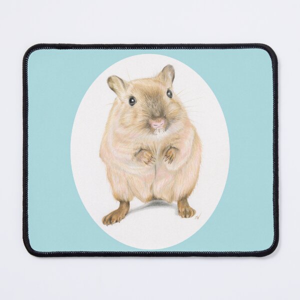 Item preview, Hamster, coloured pencil drawing (blue background) designed and sold by SandraWarmerdam.