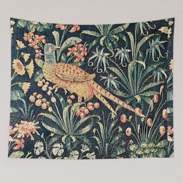 Item preview, Antique Mille Fleurs Tapestry with Birds designed and sold by ricoflinn.