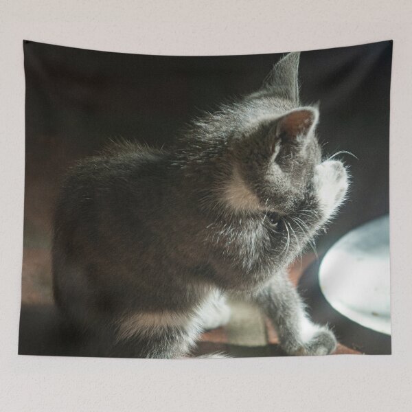 Item preview, Sweet Kitten Cleans His Face After A Meal designed and sold by DEC02.