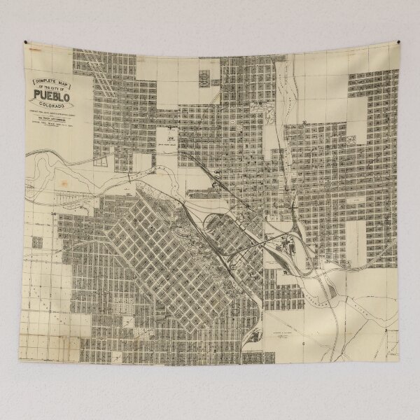 Item preview, Vintage Pueblo CO Map (1900) designed and sold by BravuraMedia.