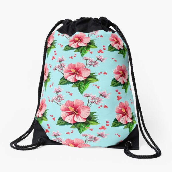 Hibiscus Medley Drawstring Bag