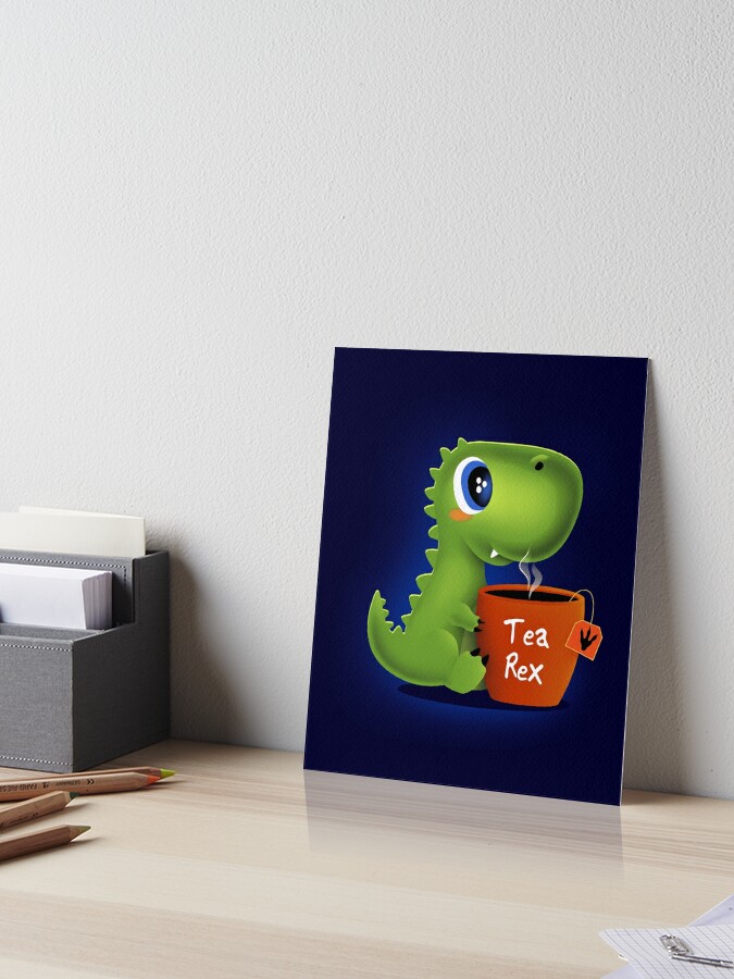 Tea Rex Funny T-Rex Trex Tea Drinking Art Board Print for Sale by