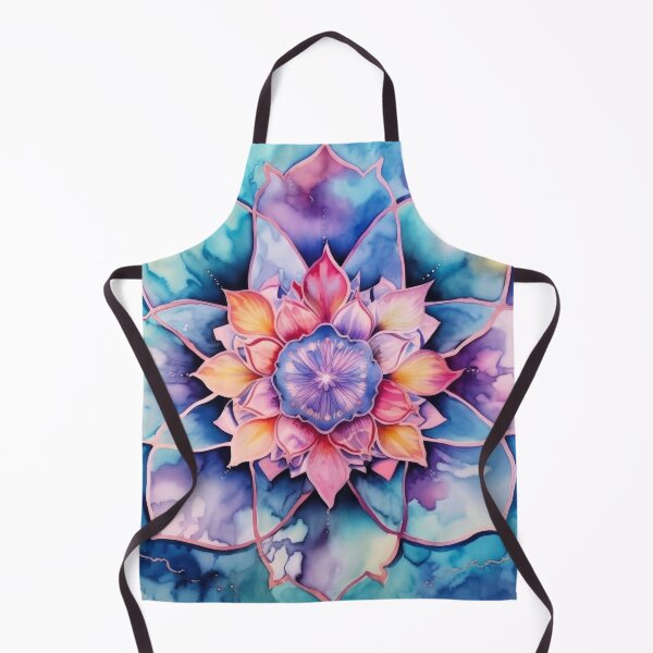 Item preview, Blue-toned Floral Mandala: A Watercolor & Batik Fusion designed and sold by Dreamoire Pix.