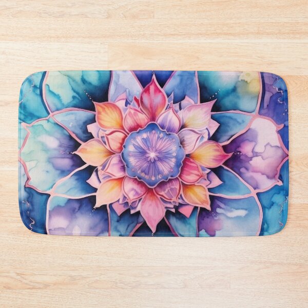 Item preview, Blue-toned Floral Mandala: A Watercolor & Batik Fusion designed and sold by Dreamoire Pix.