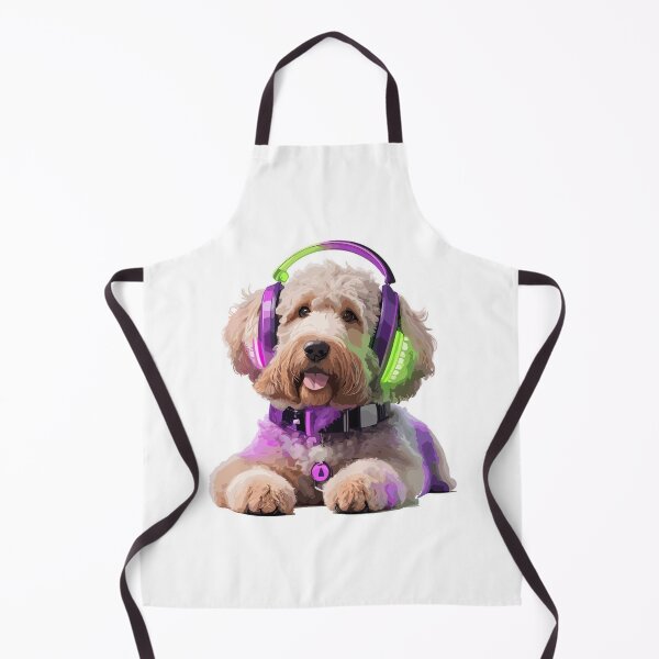 Item preview, watercolor labradoodle mix dog listening to music designed and sold by melyD74.