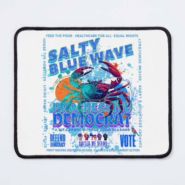 Item preview, PMD01031 Progressive Movement Designs Salty Blue Wave Progressive Democrat Crab ocean beach summer design shows you support Democrats Joe Biden and progressive goals for Progressive Democrats designed and sold by ProgressiveLeft.