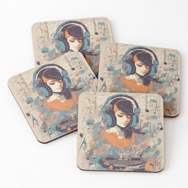 Item preview, Woman enjoys music, AI generated designed and sold by Woodoartdesign.