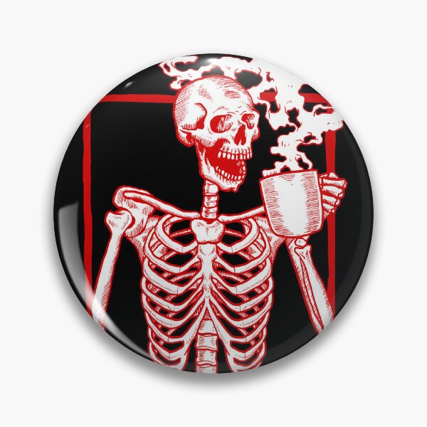 Item preview, halloween coffee drinking skeleton red  designed and sold by Gossip Rag.