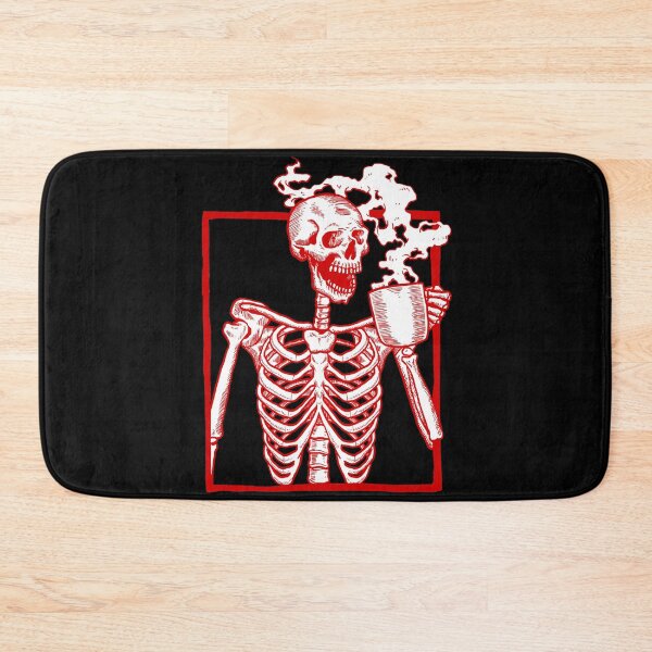 Item preview, halloween coffee drinking skeleton red  designed and sold by Gossip Rag.
