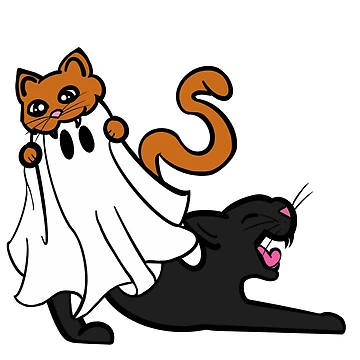 Artwork thumbnail, Cat attacks spooky ghost  by Ravioli3
