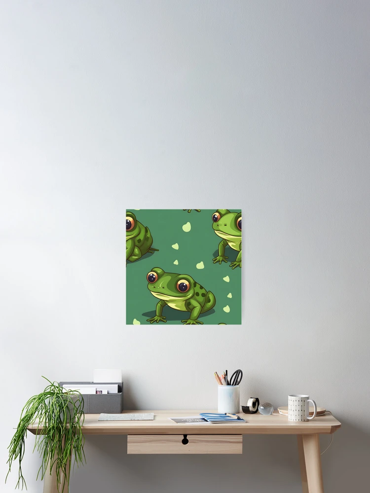 Thumbnail 2 of 3, Poster, cute frog repeating pattern designed and sold by RibbitFans101.