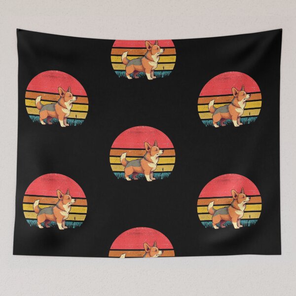 Item preview, Red Headed Tricolor Corgi Vintage Retro Sunset designed and sold by rafaeltto.