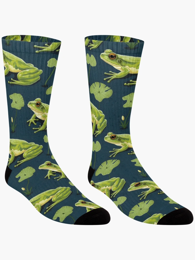 Thumbnail 3 of 5, Socks, Frog Pattern Art designed and sold by RibbitFans101.