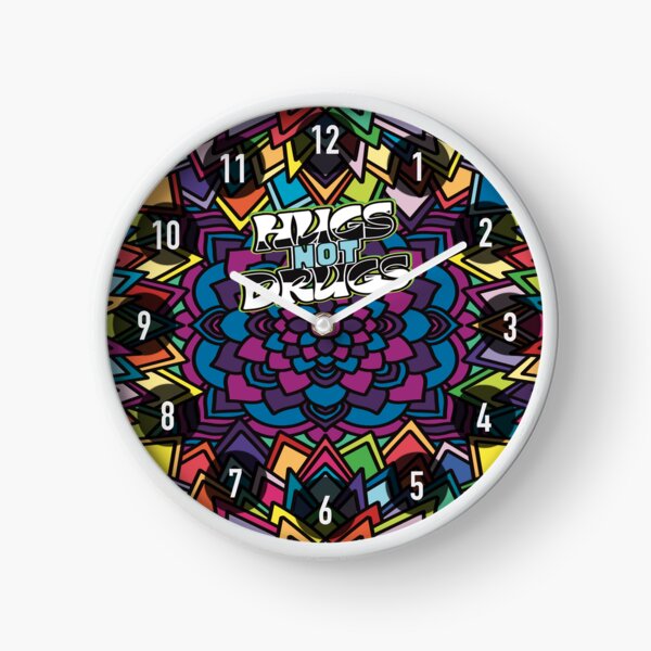 Hugs Not Drugs - Recovery Quotes & Sayings Clock