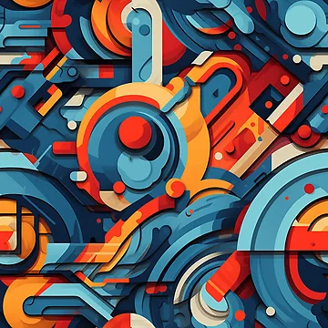 Artwork thumbnail, Abstract Geometric Shapes Pattern by FuturITsic.Synthography