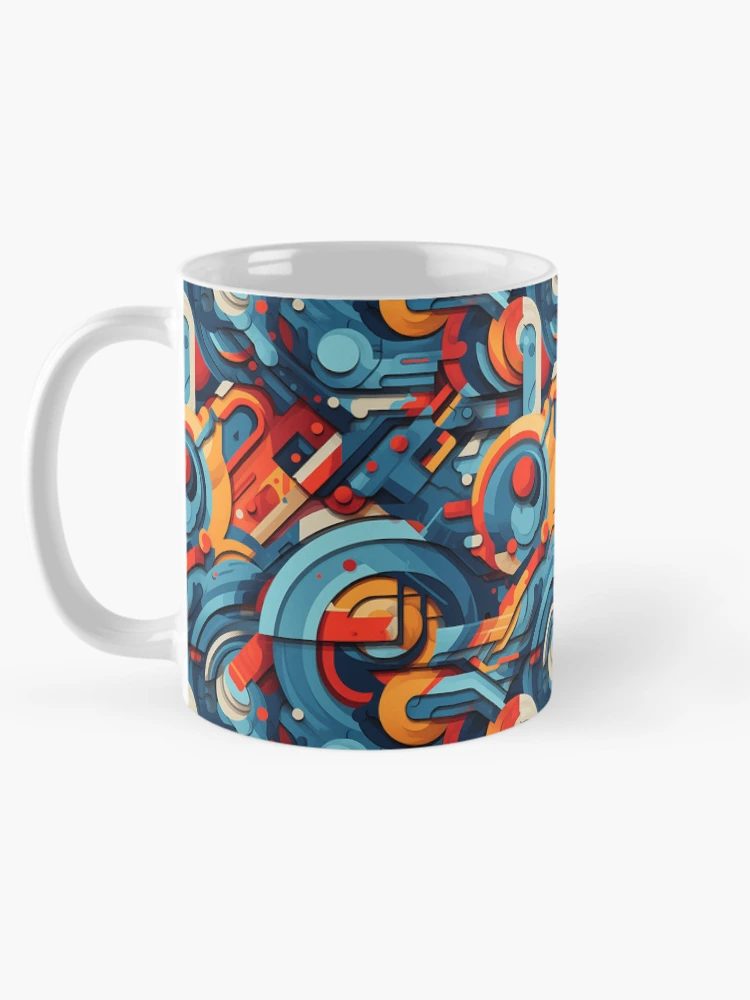 Thumbnail 5 of 6, Coffee Mug, Abstract Geometric Shapes Pattern designed and sold by FuturITsic.Synthography.