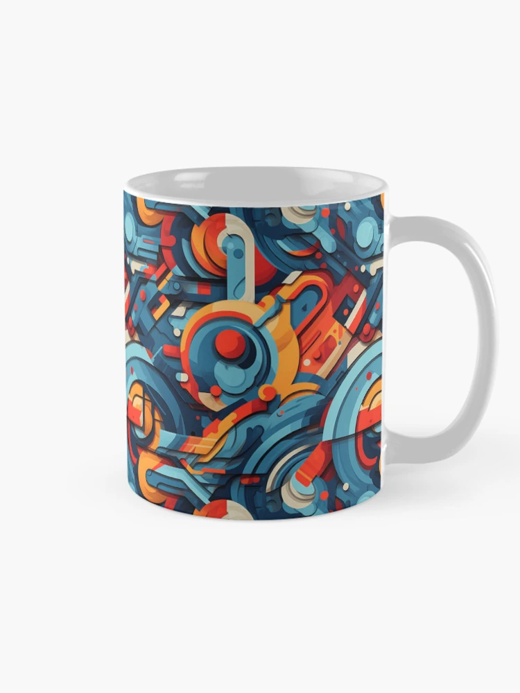 Thumbnail 3 of 6, Coffee Mug, Abstract Geometric Shapes Pattern designed and sold by FuturITsic.Synthography.