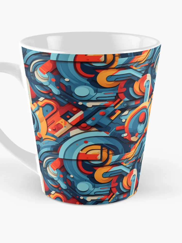 Thumbnail 3 of 4, Coffee Mug, Abstract Geometric Shapes Pattern designed and sold by FuturITsic.Synthography.