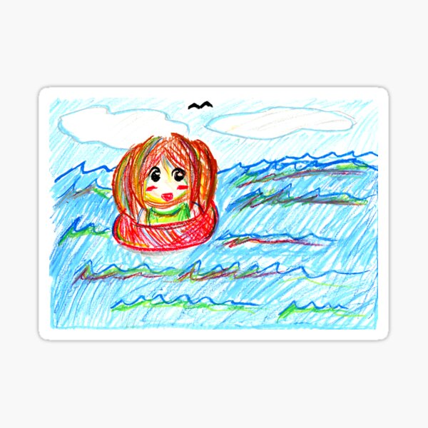 Summertime Swimming - Art by Kiyasu Oka (www.kiyasugreen.com) Sticker