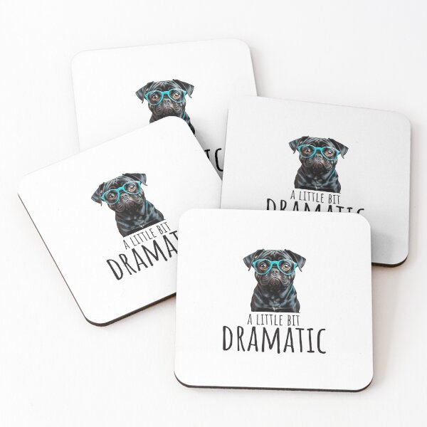 Item preview, Black Pug with Green Glasses A Little Bit Dramatic designed and sold by 96CypressAlley.