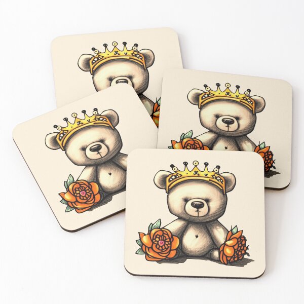 Item preview, Cute King Teddy Bear with Crown and Flowers  designed and sold by BrightMint.