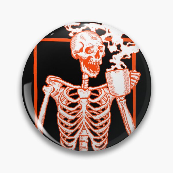 Item preview, halloween coffee drinking skeleton orange  designed and sold by Gossip Rag.