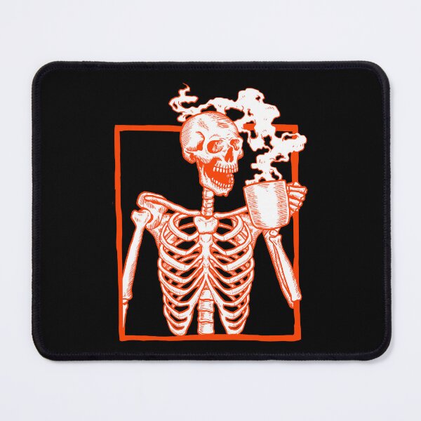 Item preview, halloween coffee drinking skeleton orange designed and sold by Gossip Rag.