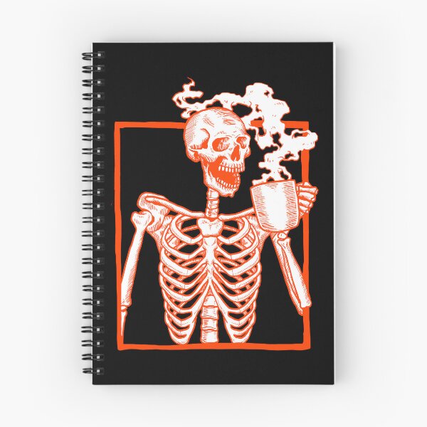 Item preview, halloween coffee drinking skeleton orange  designed and sold by Gossip Rag.