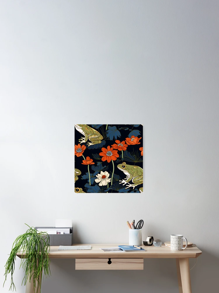 Thumbnail 2 of 3, Poster, Japanese Style Frog Repeating Pattern designed and sold by RibbitFans101.