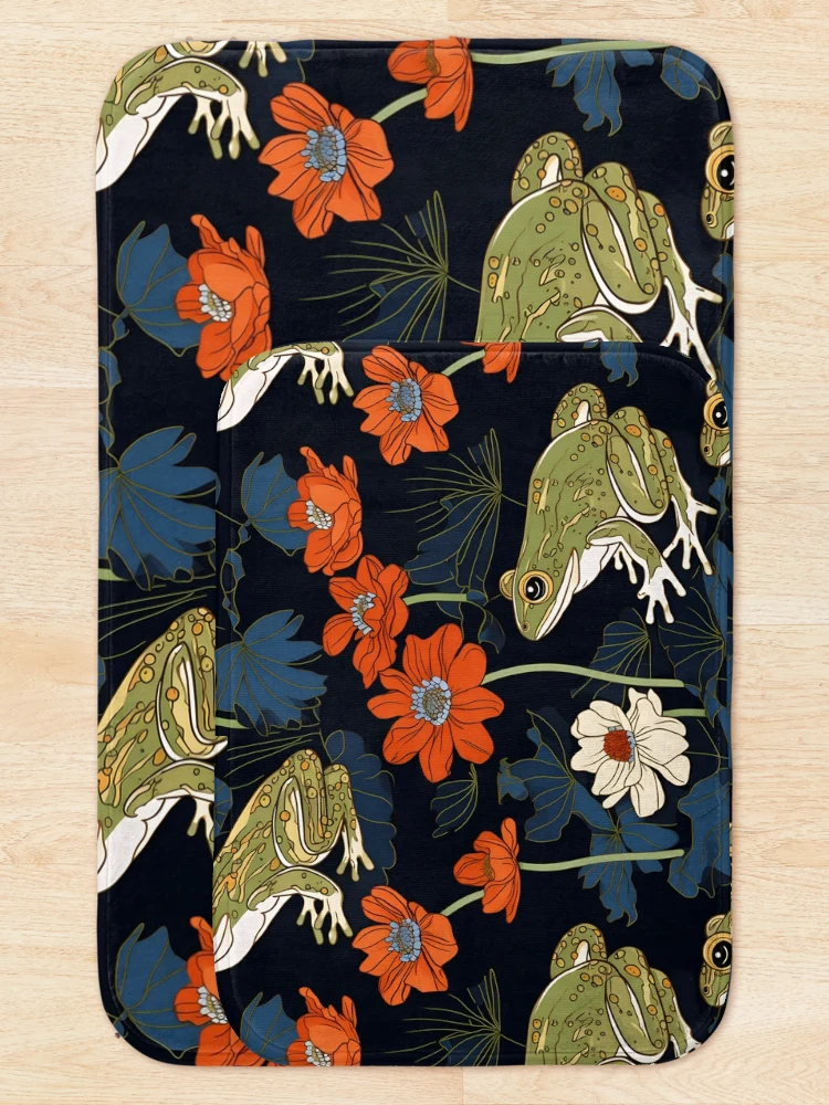 Thumbnail 5 of 6, Bath Mat, Japanese Style Frog Repeating Pattern designed and sold by RibbitFans101.