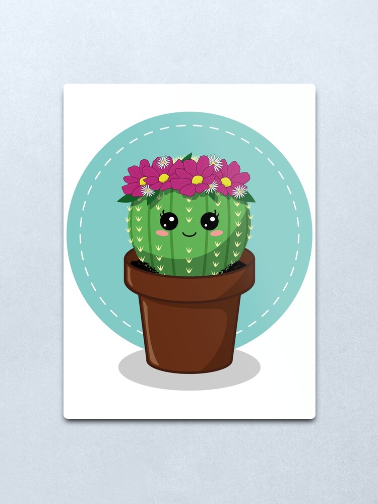 Kawaii Cactus Metal Print By Ldgo14 Redbubble