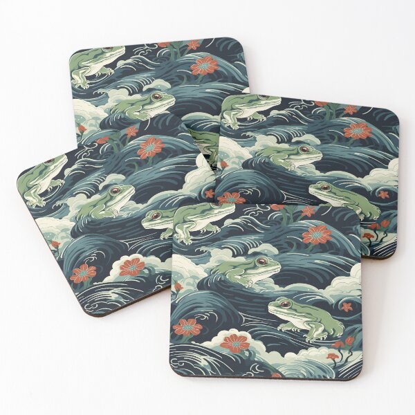 Item preview, Wave Japanese Style Frog Pattern designed and sold by RibbitFans101.
