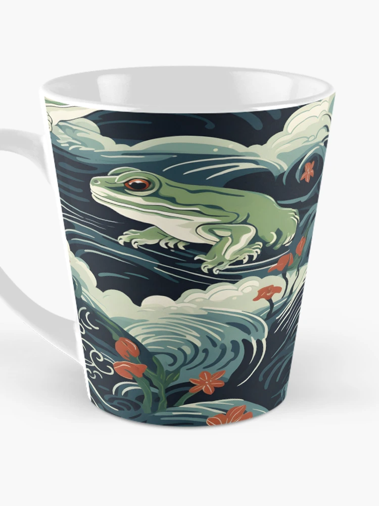 Thumbnail 3 of 4, Coffee Mug, Wave Japanese Style Frog Pattern designed and sold by RibbitFans101.