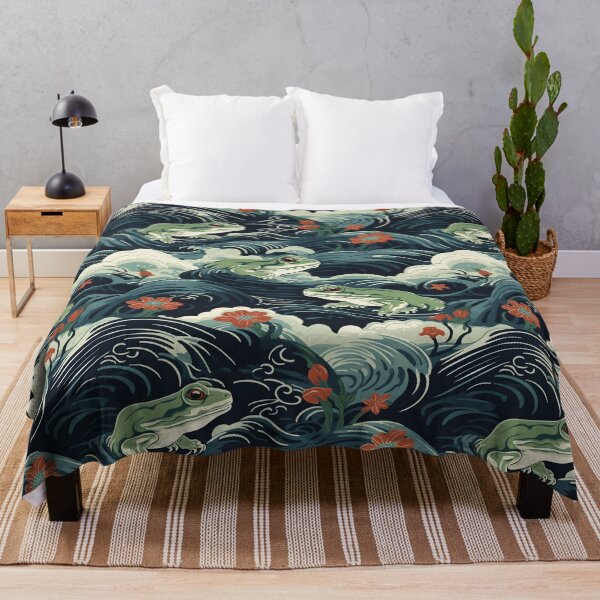 Item preview, Wave Japanese Style Frog Pattern designed and sold by RibbitFans101.