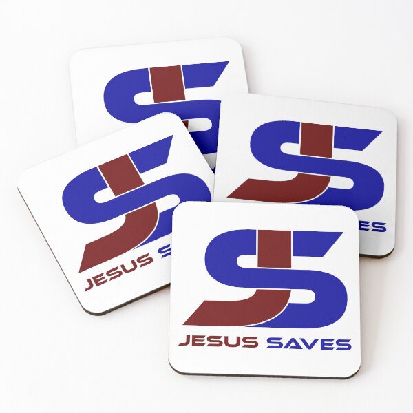 Artikelvorschau, Jesus rettet rotes und blaues Farbdesign entworfen und verkauft von JunZel.