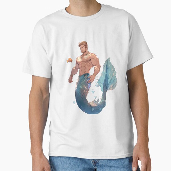 Vista previa del artículo con la obra «Tritón de aleta azul del Atlántico: guapo, musculoso», diseñado y vendido por WesScottsWhimsy.